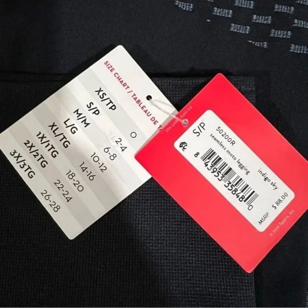 Spanx Seamless Moto Leggings Size S‎ Petite Indigo Sky NWT High Rise Control $88